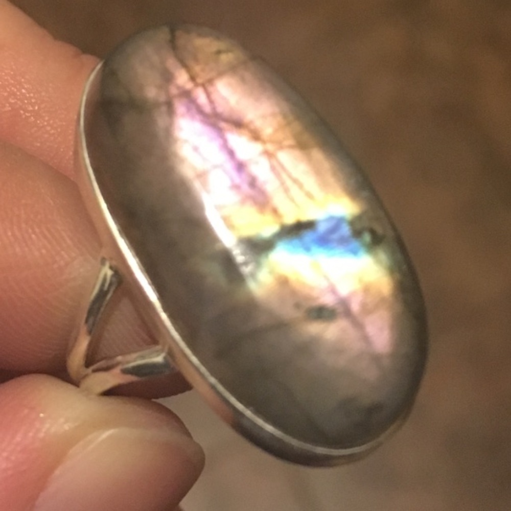 Purple labradorite spectrolite ring
